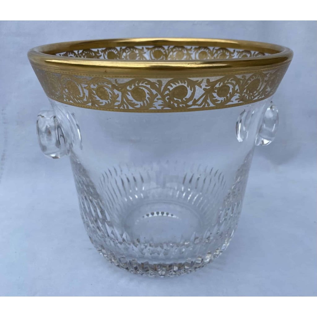 1970′ Seau à Champagne Cristal Signé St Louis Decors Dorés Modéle Thistle