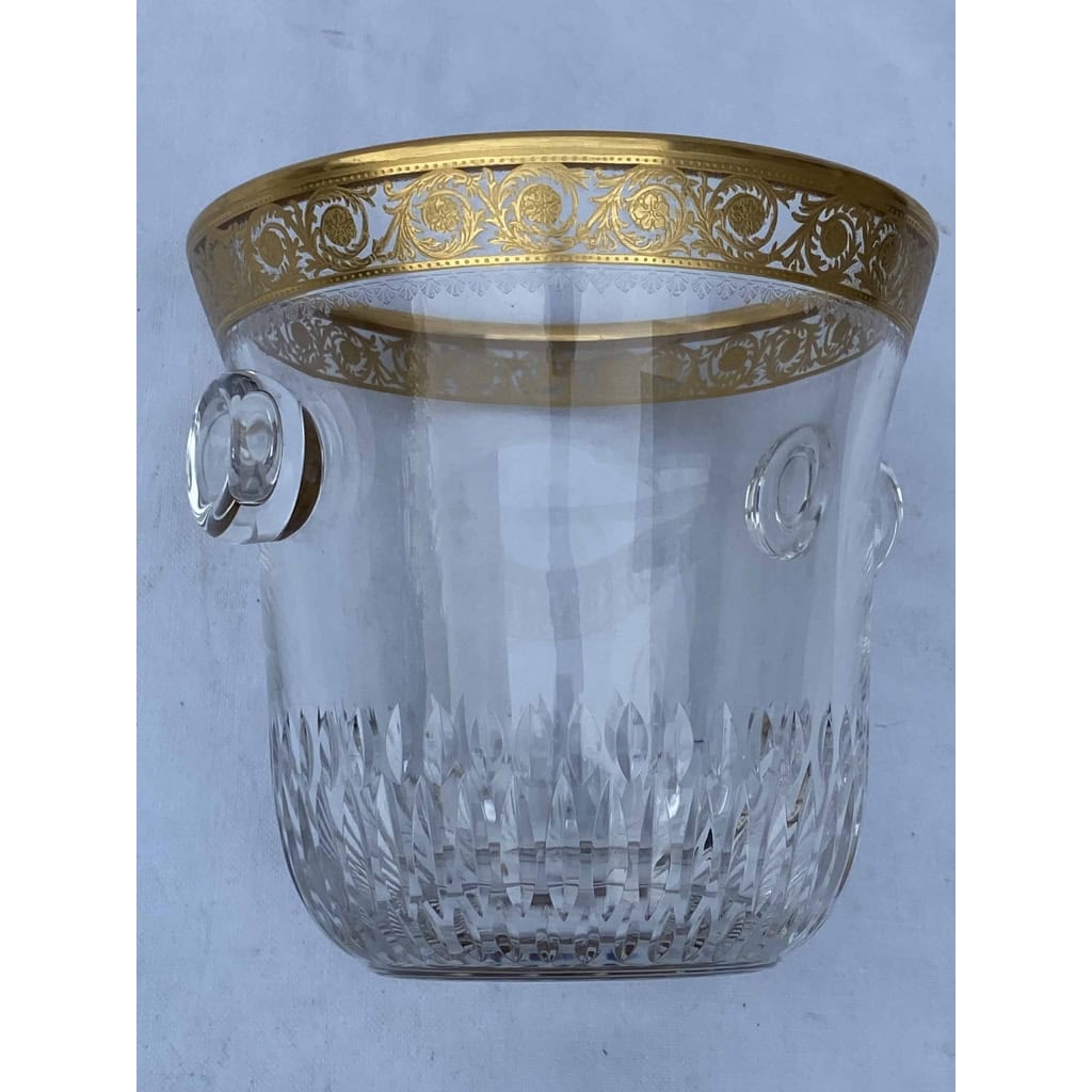 1970′ Seau à Champagne Cristal Signé St Louis Decors Dorés Modéle Thistle
