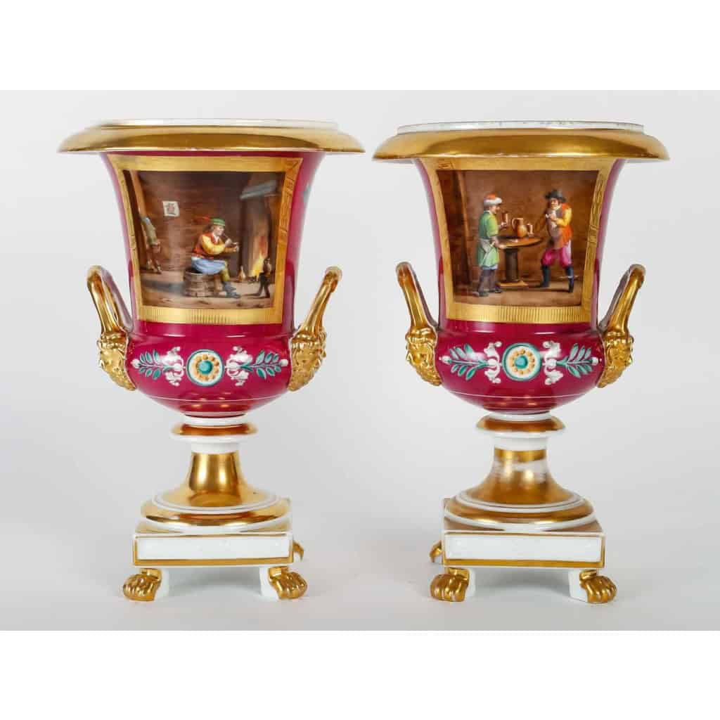 Paire de Vases Medicis en Porcelaine de Paris du XIXème Siècle | Biron ||||||||||