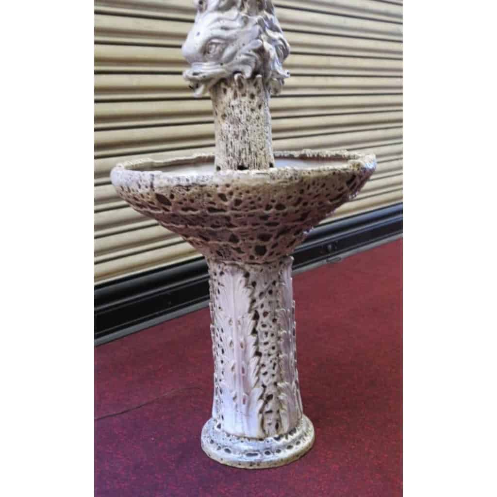 1950/70′ Fontaine aux Dauphins Faïence Style Vallauris