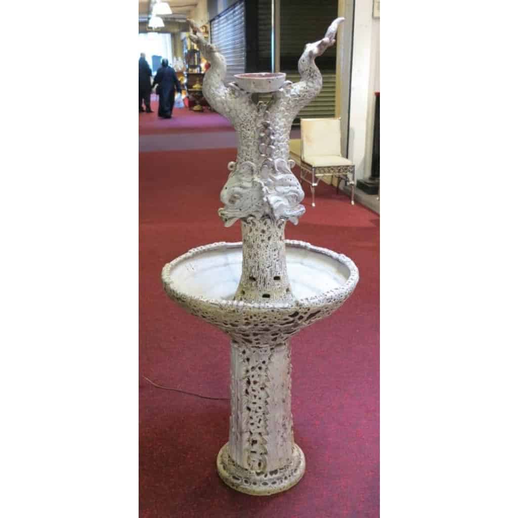1950/70′ Fontaine aux Dauphins Faïence Style Vallauris