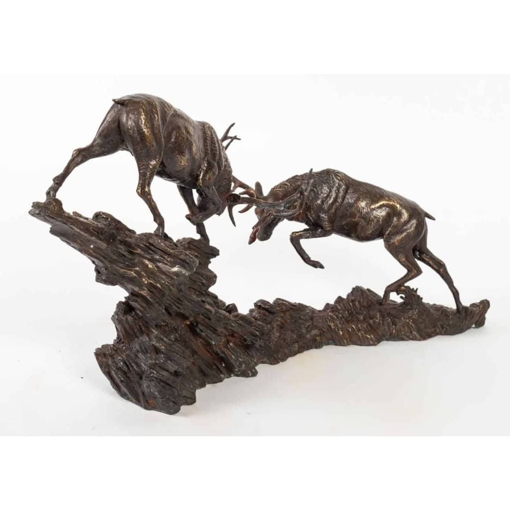 Bronze "Les cerfs", XXème siècle Bronze "Les cerfs", XXème siècle