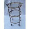 1970′ Desserte Roulante Ronde En Bronze Argenté à 3 Plateaux Maison Baguès 20