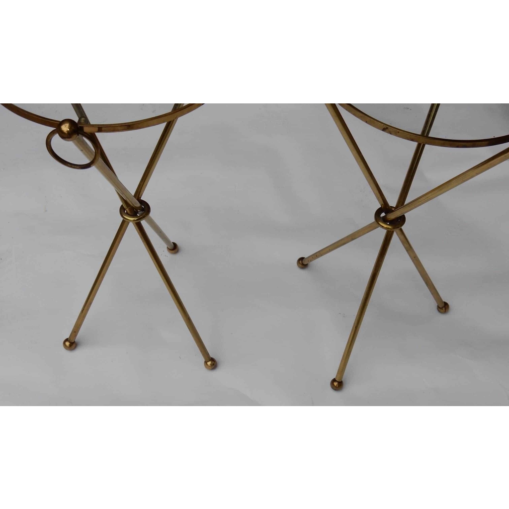 1940/50′ Paire de Guéridons Laiton Doré Style Jacques Adnet | Biron 1940/50′ Paire de Guéridons Laiton Doré Style Jacques Adnet