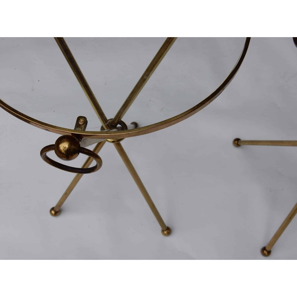 1940/50′ Paire de Guéridons Laiton Doré Style Jacques Adnet | Biron 1940/50′ Paire de Guéridons Laiton Doré Style Jacques Adnet
