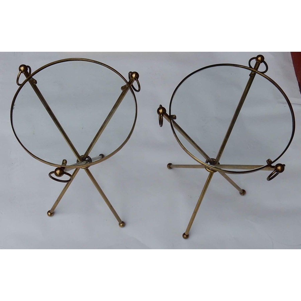 1940/50′ Paire de Guéridons Laiton Doré Style Jacques Adnet | Biron 1940/50′ Paire de Guéridons Laiton Doré Style Jacques Adnet