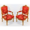 Paire de fauteuils rouges style Louis XV, fin XIXème siècle | Biron |||||||||||||