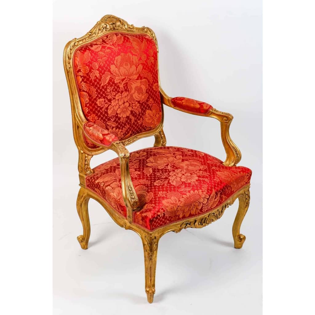 Paire de fauteuils rouges style Louis XV, fin XIXème siècle | Biron Paire de fauteuils rouges style Louis XV, fin XIXème siècle