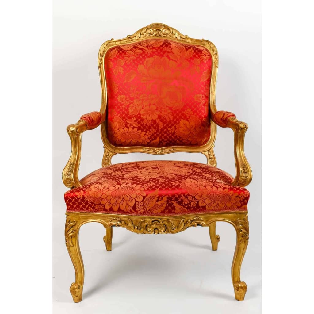 Paire de fauteuils rouges style Louis XV, fin XIXème siècle | Biron Paire de fauteuils rouges style Louis XV, fin XIXème siècle