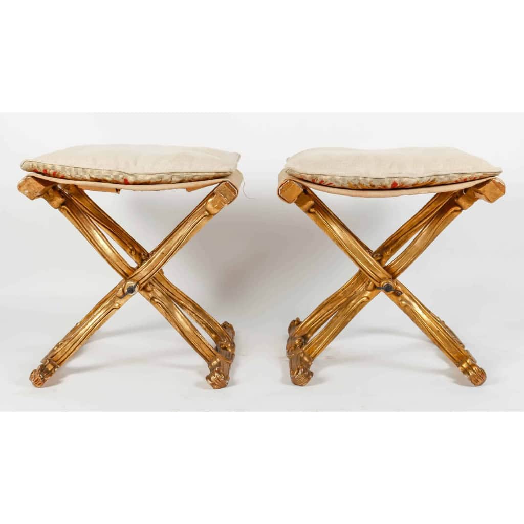 Paire de tabouret de style Louis XV, XXème siècle | Biron ||||||||