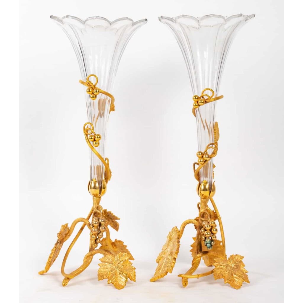 Paire de soliflores en bronze doré, XIXème siècle | Biron Paire de soliflores en bronze doré, XIXème siècle