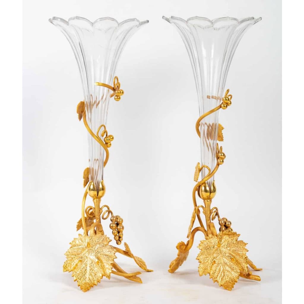 Paire de soliflores en bronze doré, XIXème siècle | Biron Paire de soliflores en bronze doré, XIXème siècle