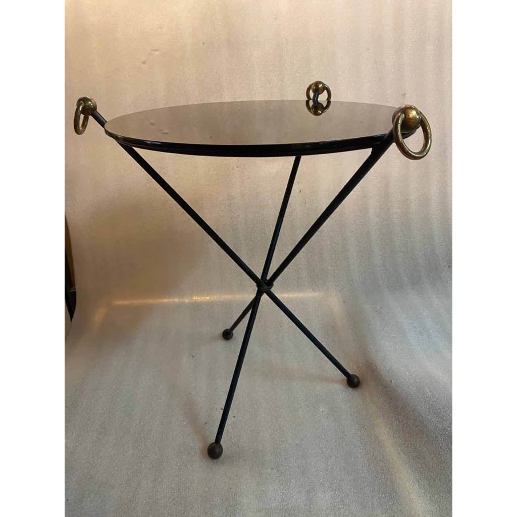 1940/50′ Guéridon Fer Forgé Ornements En Laiton Style Jacques Adnet | Biron |||||||||||