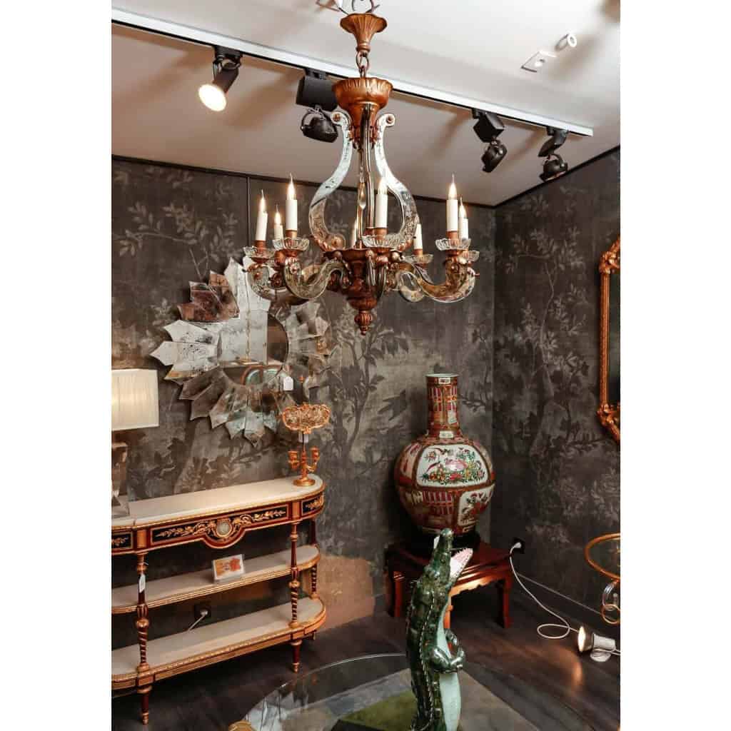 Maison Baguès, Lustre à en verre églomisé, années 1950 | Biron |||||||