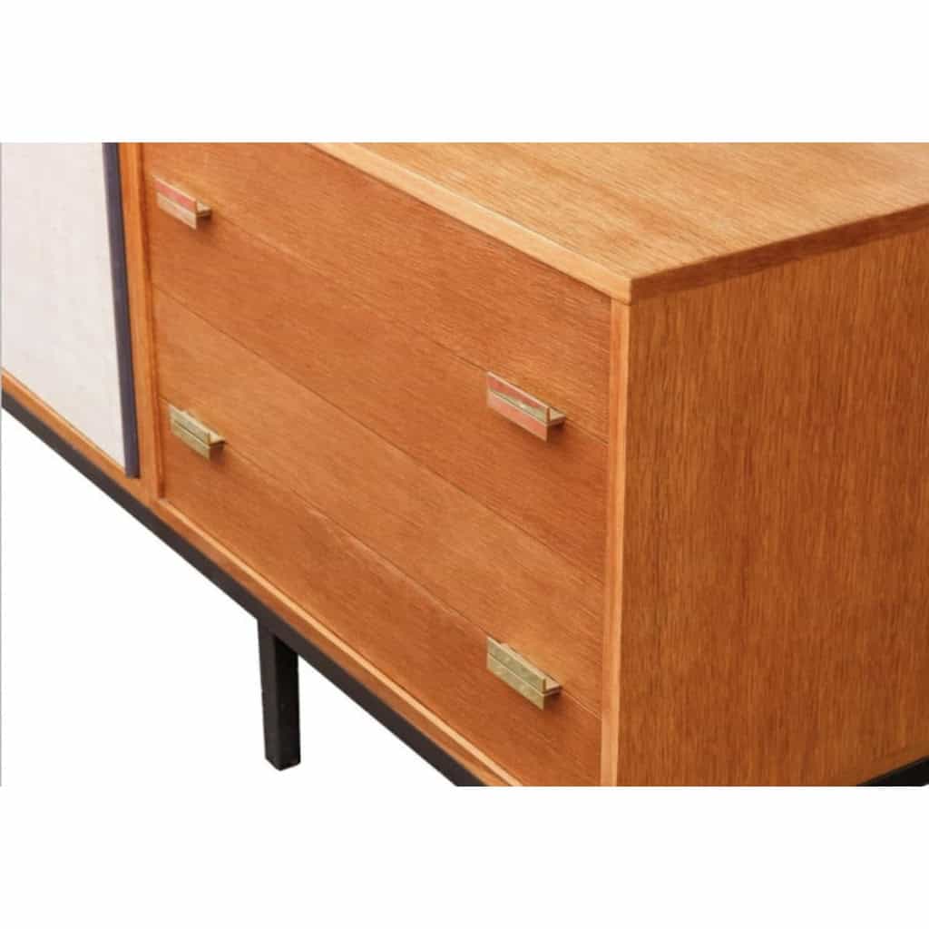 1960 Grande Enfilade en chêne à 3 éléments par Georges Frydman | Biron 1960 Grande Enfilade en chêne à 3 éléments par Georges Frydman
