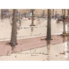 GALIEN LALOUE Eugène Peinture Française 20è siècle Paris Animation sur les Champs Elysées et l’Arc de Triomphe Gouache Signée