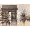 GALIEN LALOUE Eugène Peinture Française 20è siècle Paris Animation sur les Champs Elysées et l’Arc de Triomphe Gouache Signée