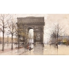 GALIEN LALOUE Eugène Peinture Française 20è siècle Paris Animation sur les Champs Elysées et l’Arc de Triomphe Gouache Signée