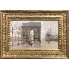 GALIEN LALOUE Eugène Peinture Française 20è siècle Paris Animation sur les Champs Elysées et l’Arc de Triomphe Gouache Signée