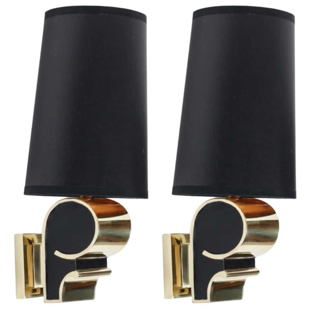 1960 Paire d’appliques en bronze Maison Petitot | Biron ||||