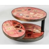 Table basse en fer et céramique, 3 plateaux pivotants