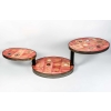Table basse en fer et céramique, 3 plateaux pivotants