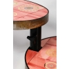 Table basse en fer et céramique, 3 plateaux pivotants