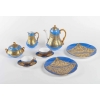 Service en porcelaine bleu céleste et dentelé d’or, fin XIXème siècle | Biron ||||||||||||