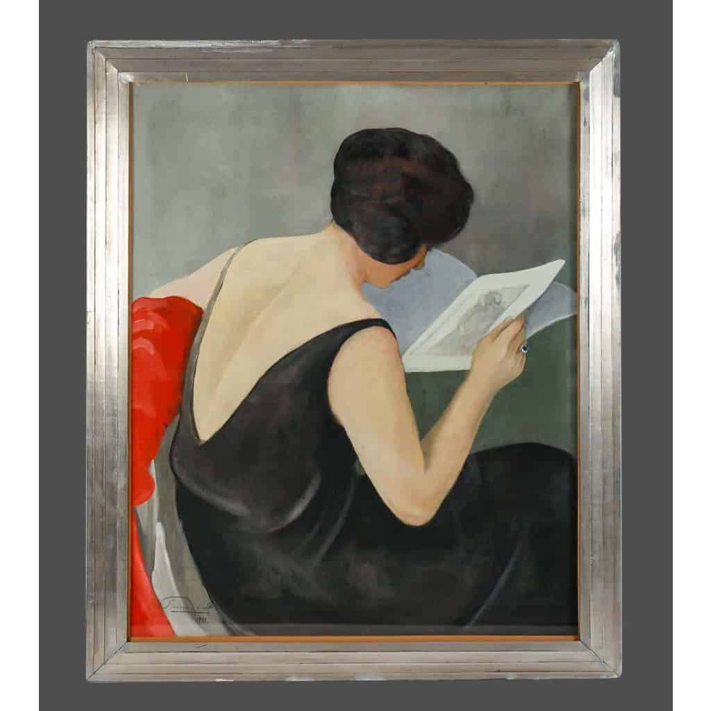 Tableau en pastel et gouache d’époque Art-Deco. 2