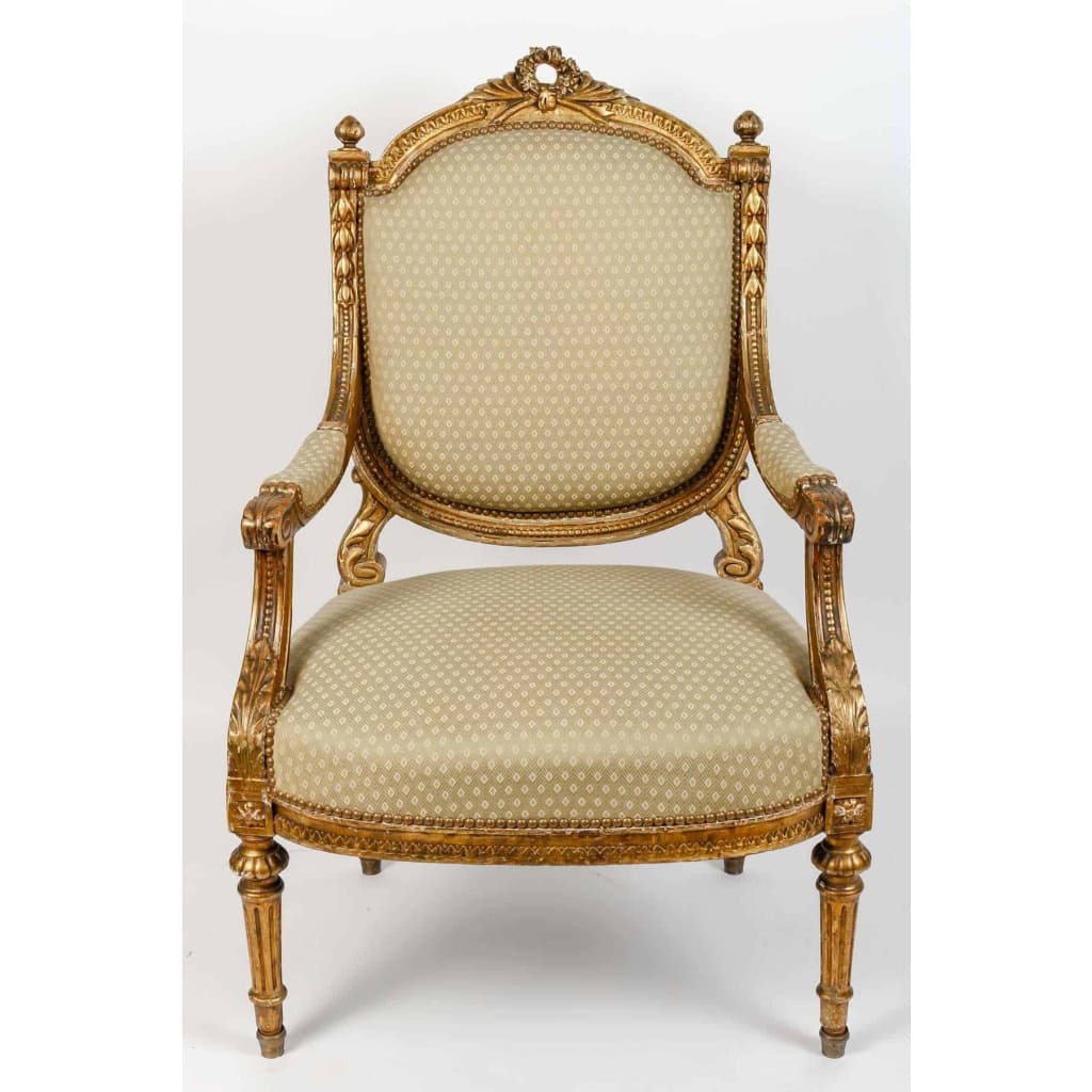 Ensemble de 2 fauteuils et 6 chaises de style Louis XVI, XIXème siècle | Biron Ensemble de 2 fauteuils et 6 chaises de style Louis XVI, XIXème siècle