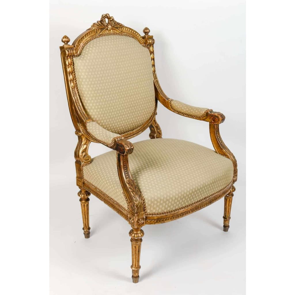 Ensemble de 2 fauteuils et 6 chaises de style Louis XVI, XIXème siècle | Biron Ensemble de 2 fauteuils et 6 chaises de style Louis XVI, XIXème siècle