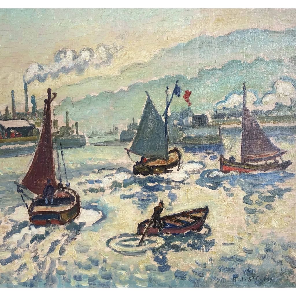Henri Liénard de SAINT-DELIS L’entrée du port de Honfleur Huile sur panneau signée Certificat d’authenticité | Biron Henri Liénard de SAINT-DELIS L’entrée du port de Honfleur Huile sur panneau signée Certificat