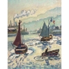 Henri Liénard de SAINT-DELIS L’entrée du port de Honfleur Huile sur panneau signée Certificat d’authenticité | Biron Henri Liénard de SAINT-DELIS L’entrée du port de Honfleur Huile sur panneau signée Certificat