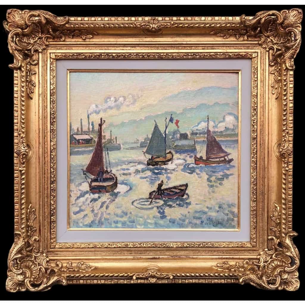 Henri Liénard de SAINT-DELIS L’entrée du port de Honfleur Huile sur panneau signée Certificat d’authenticité | Biron Henri Liénard de SAINT-DELIS L’entrée du port de Honfleur Huile sur panneau signée Certificat