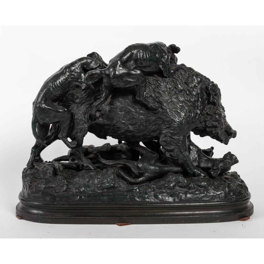 Bronze sanglier et chiens de chasse, XXème siècle |||||||||||