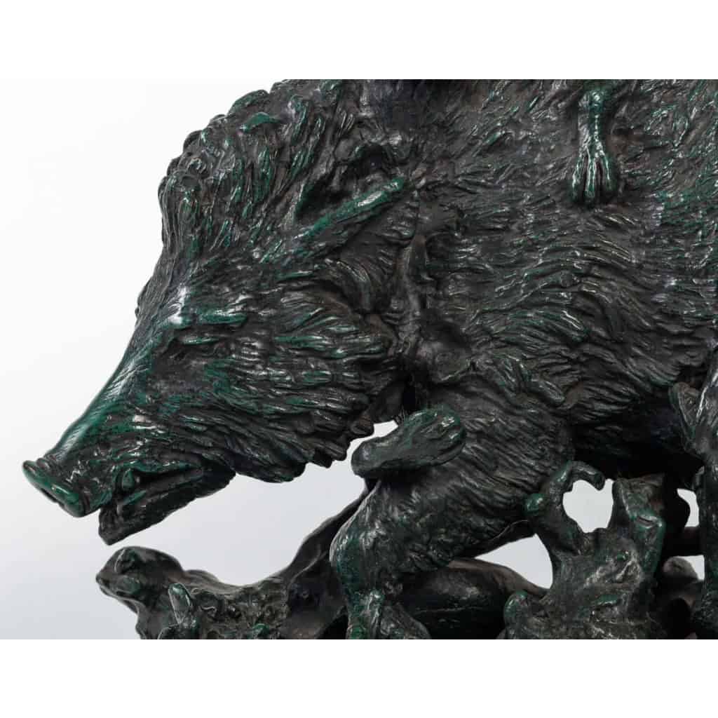 Bronze sanglier et chiens de chasse, XXème siècle Bronze sanglier et chiens de chasse, XXème siècle