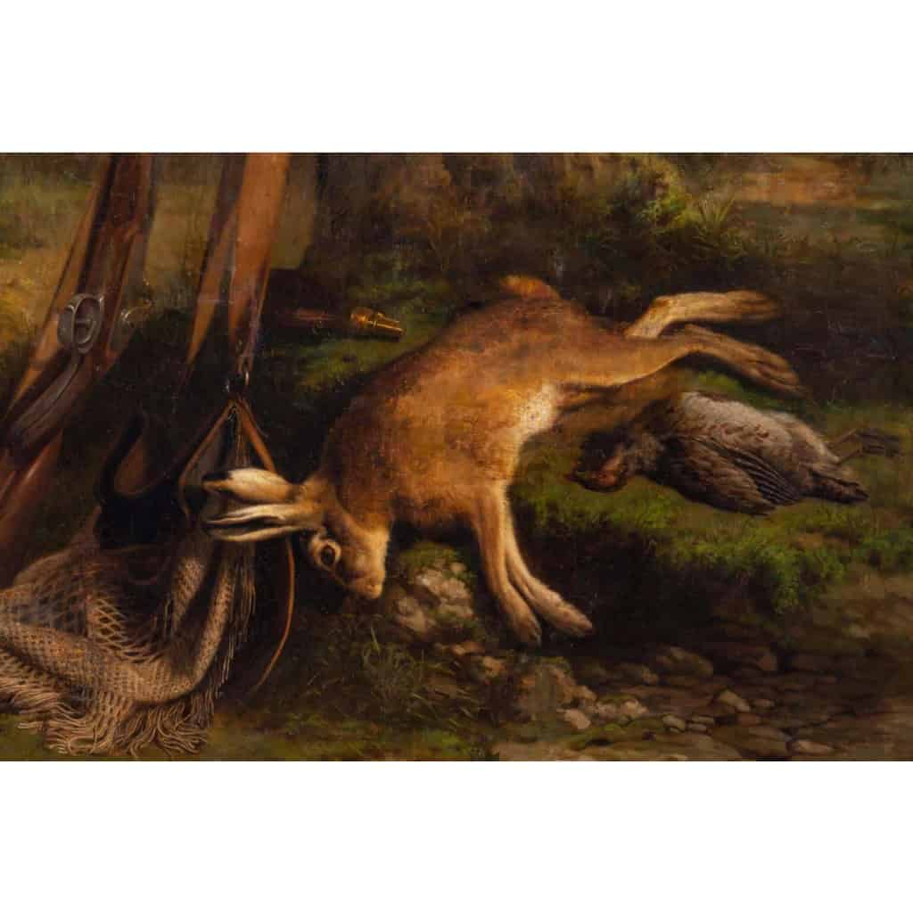 Tableau de scène de chasse, Huile sur toile signée et daté 1850 | Biron Tableau de scène de chasse, Huile sur toile signée et daté 1850