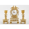 Garniture miniature en bronze doré et marbre blanc fin XIXème siècle | Biron ||||||||||