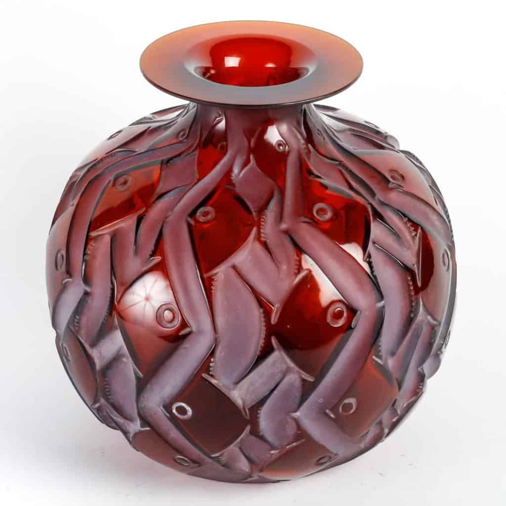 Vase « Penthièvre » verre ambre de René LALIQUE | Biron Vase "Penthièvre" verre ambre de René LALIQUE