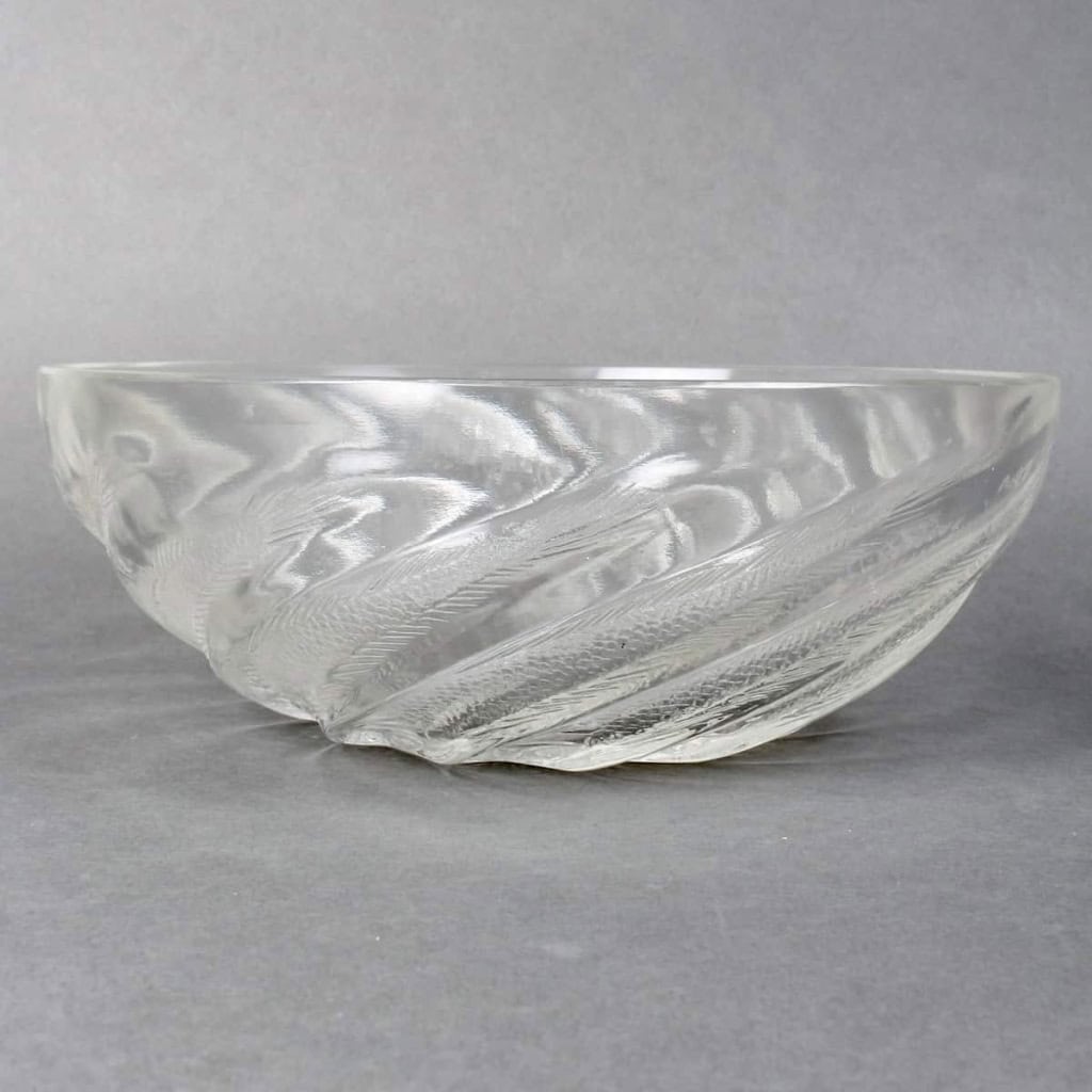 Coupe « Poissons » verre blanc de René LALIQUE | Biron Coupe "Poissons" verre blanc de René LALIQUE