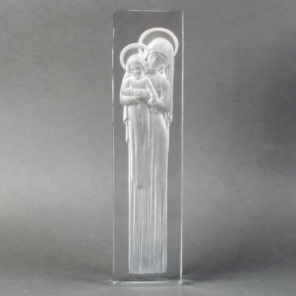 Statuette « Vierge à l’Enfant » verre blanc de René LALIQUE | Biron ||||||