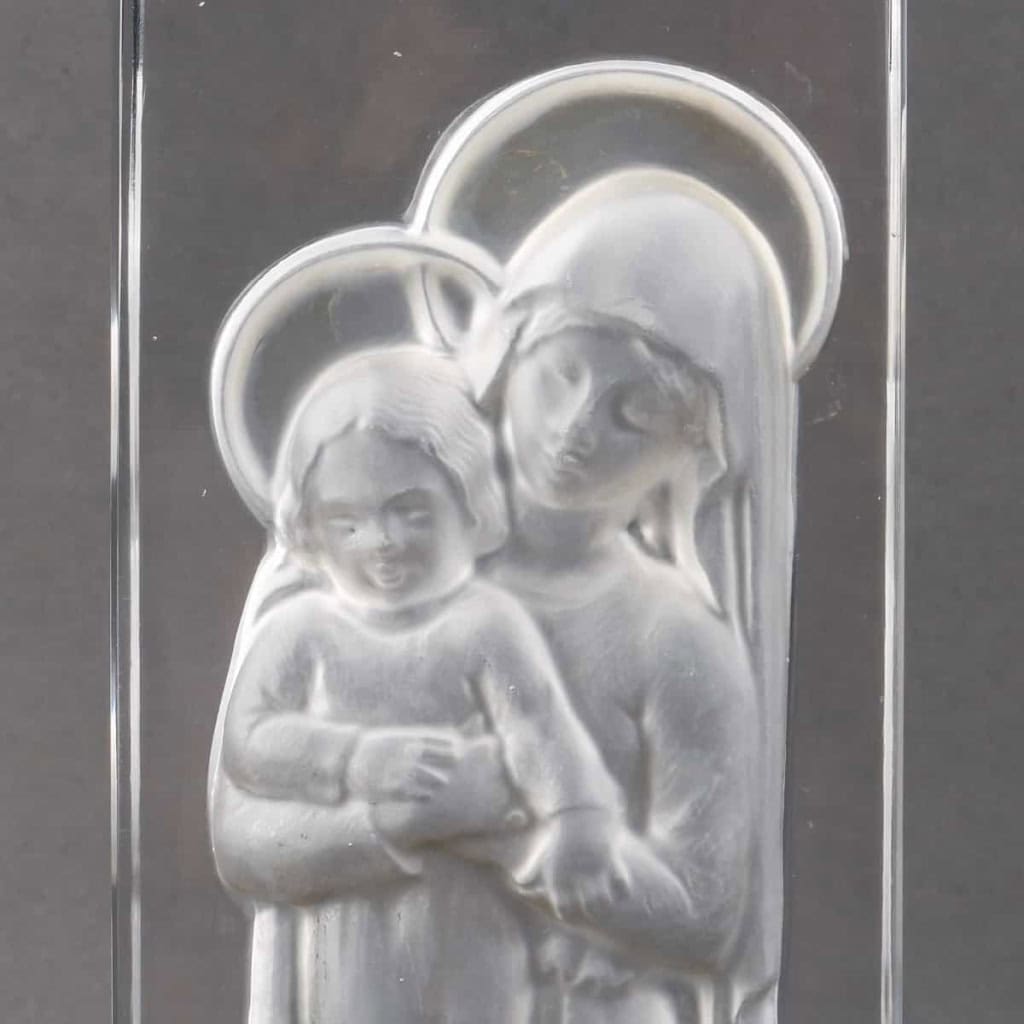 Statuette « Vierge à l’Enfant » verre blanc de René LALIQUE | Biron Statuette "Vierge à l'Enfant" verre blanc de René LALIQUE