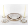 Paire de Bougeoirs et Coupe "Ricquewihr" verre blanc patiné sépia de René LALIQUE
