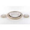 Paire de Bougeoirs et Coupe "Ricquewihr" verre blanc patiné sépia de René LALIQUE