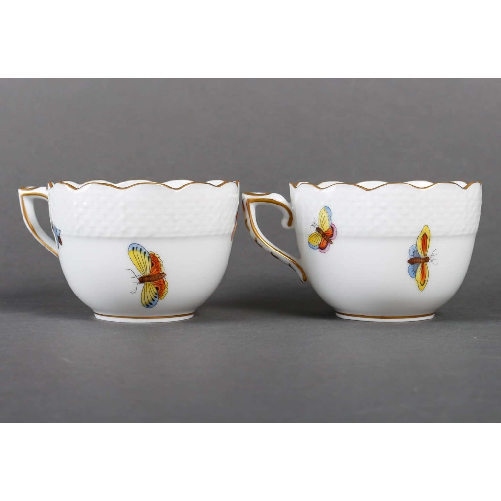 Un beau tête à tête en porcelaine hongroise HEREND | Biron Un beau tête à tête en porcelaine hongroise  HEREND