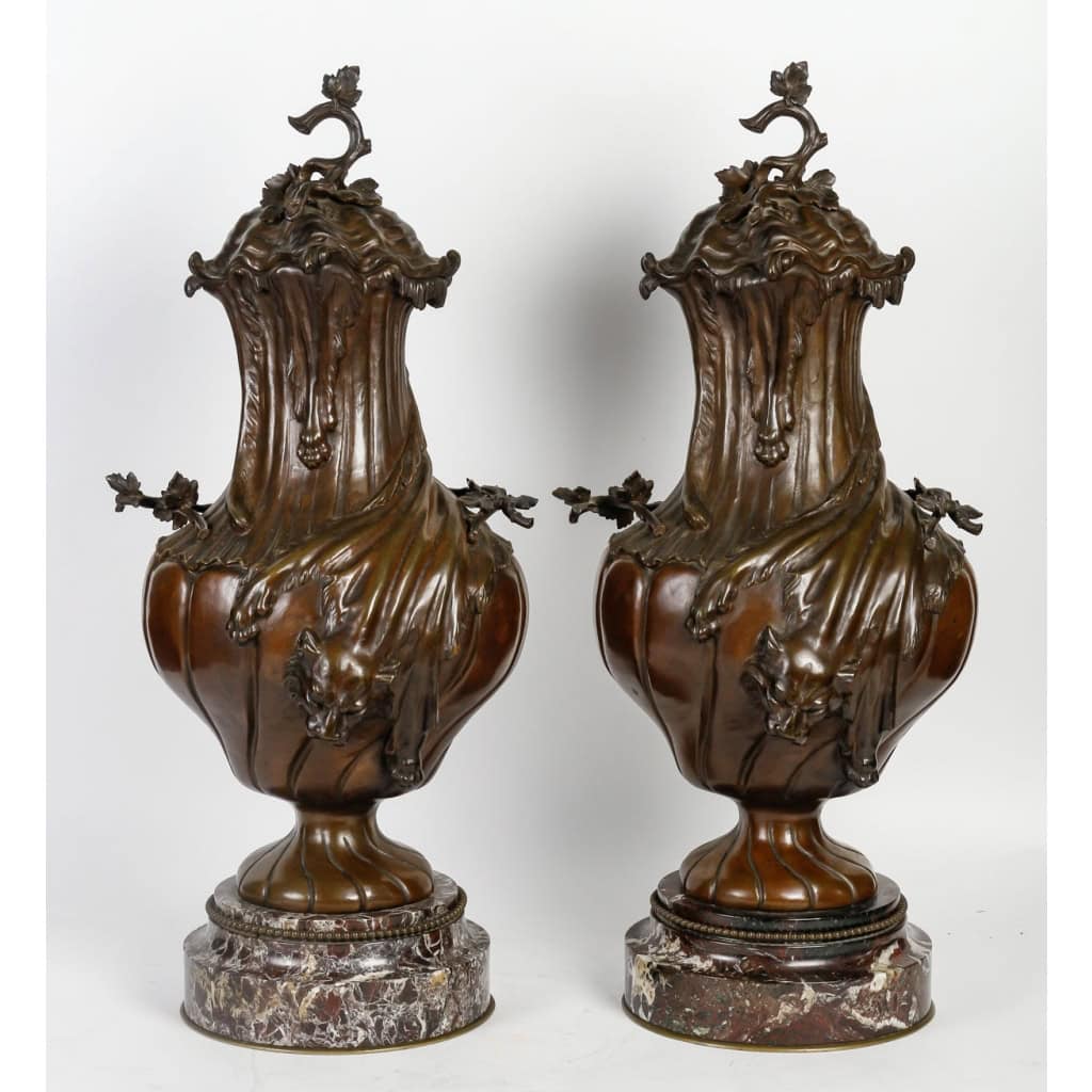 Cassolettes du XIXème siècle en bronze et marbre, Napoléon III | Biron |||||||||||||
