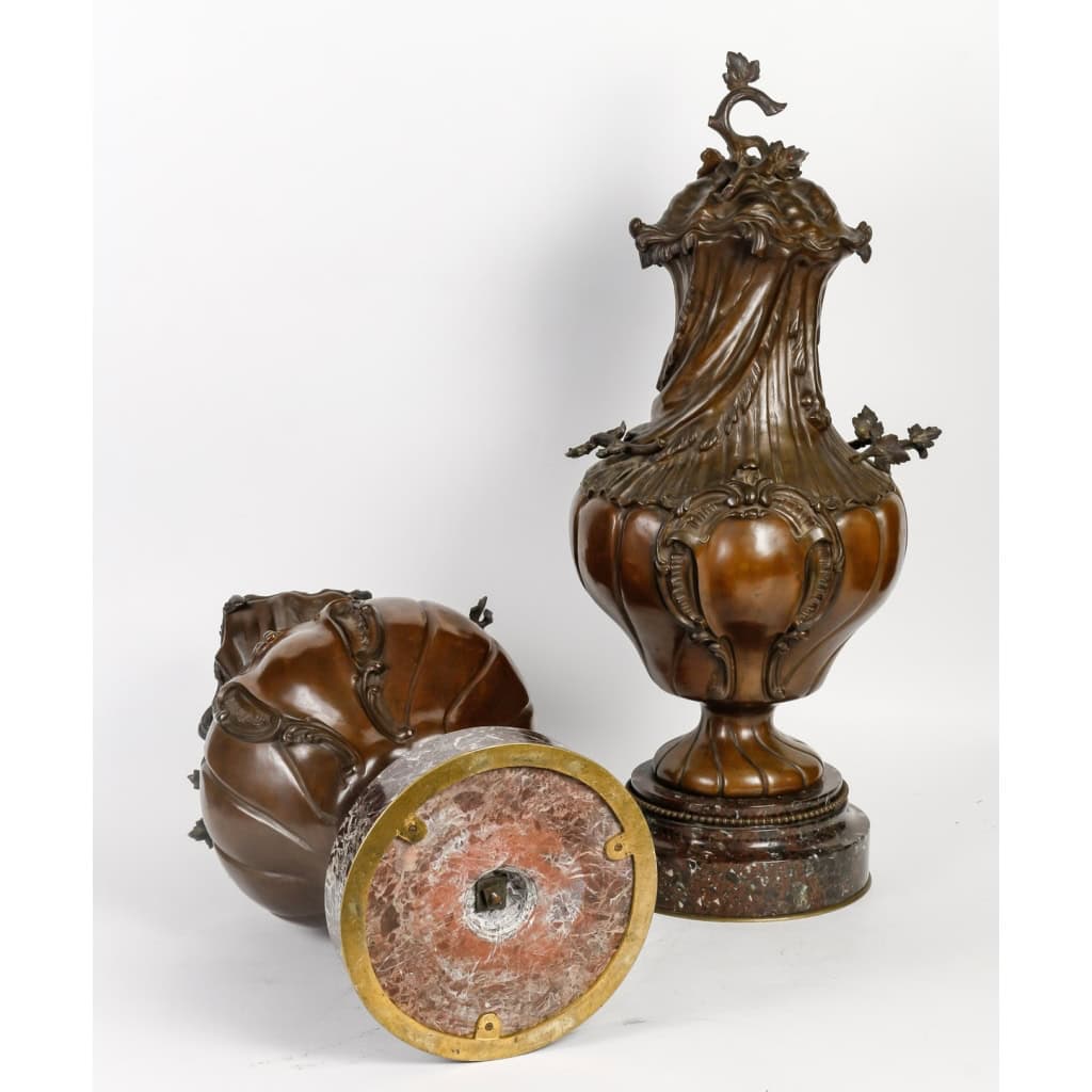 Cassolettes du XIXème siècle en bronze et marbre, Napoléon III | Biron Cassolettes du XIXème siècle en bronze et marbre, Napoléon III