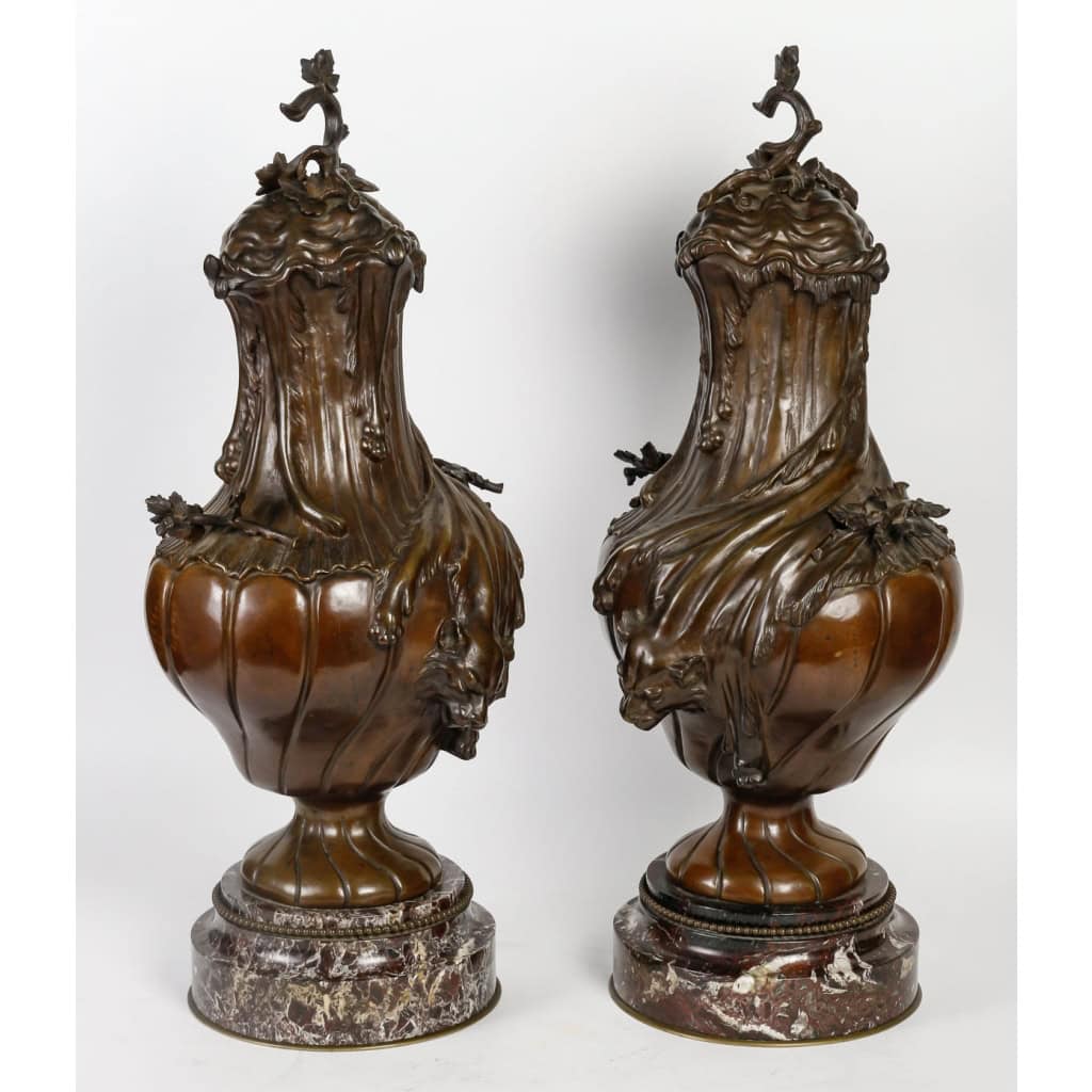 Cassolettes du XIXème siècle en bronze et marbre, Napoléon III | Biron Cassolettes du XIXème siècle en bronze et marbre, Napoléon III