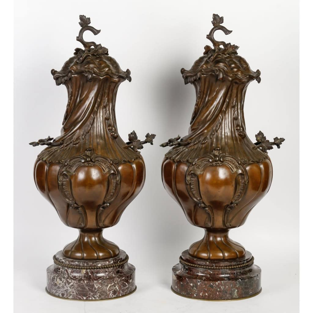 Cassolettes du XIXème siècle en bronze et marbre, Napoléon III | Biron Cassolettes du XIXème siècle en bronze et marbre, Napoléon III