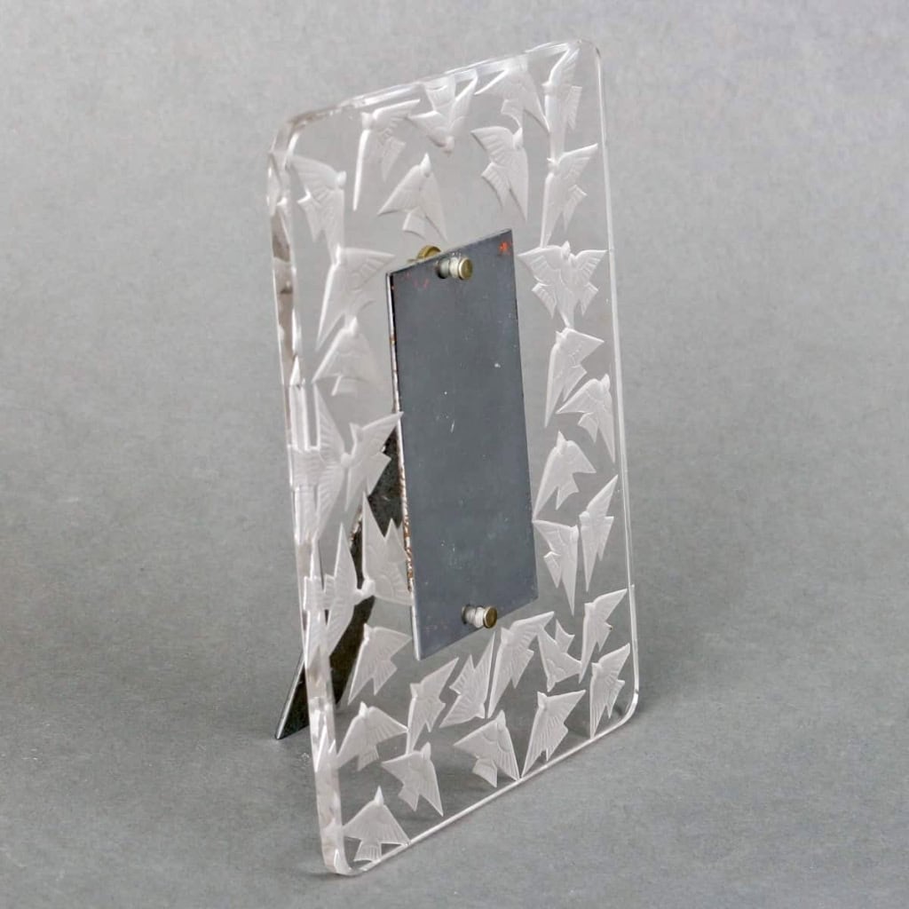 Cadre « Hirondelles » verre blanc de René LALIQUE | Biron Cadre "Hirondelles" verre blanc de René LALIQUE